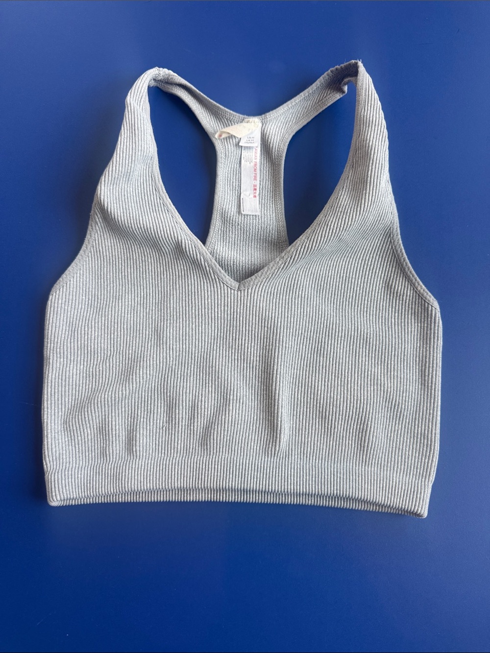 Ribbed V-Neck Racerback Bralette - Grey Free People size M like new